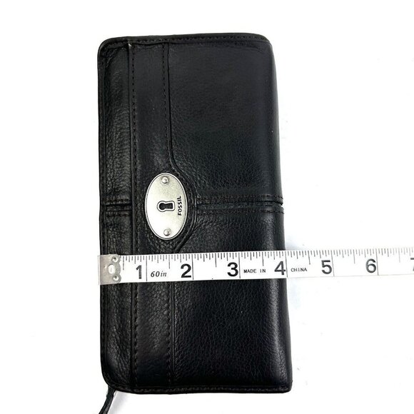 Fossil Maddox Wallet Black Leather3/4 Zip Around Clutch Organizer - Picture 8 of 9